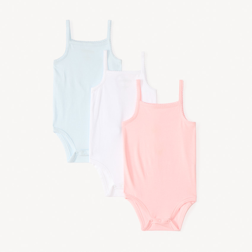 Lot de 3 bodies débardeurs unis pour bébé fille