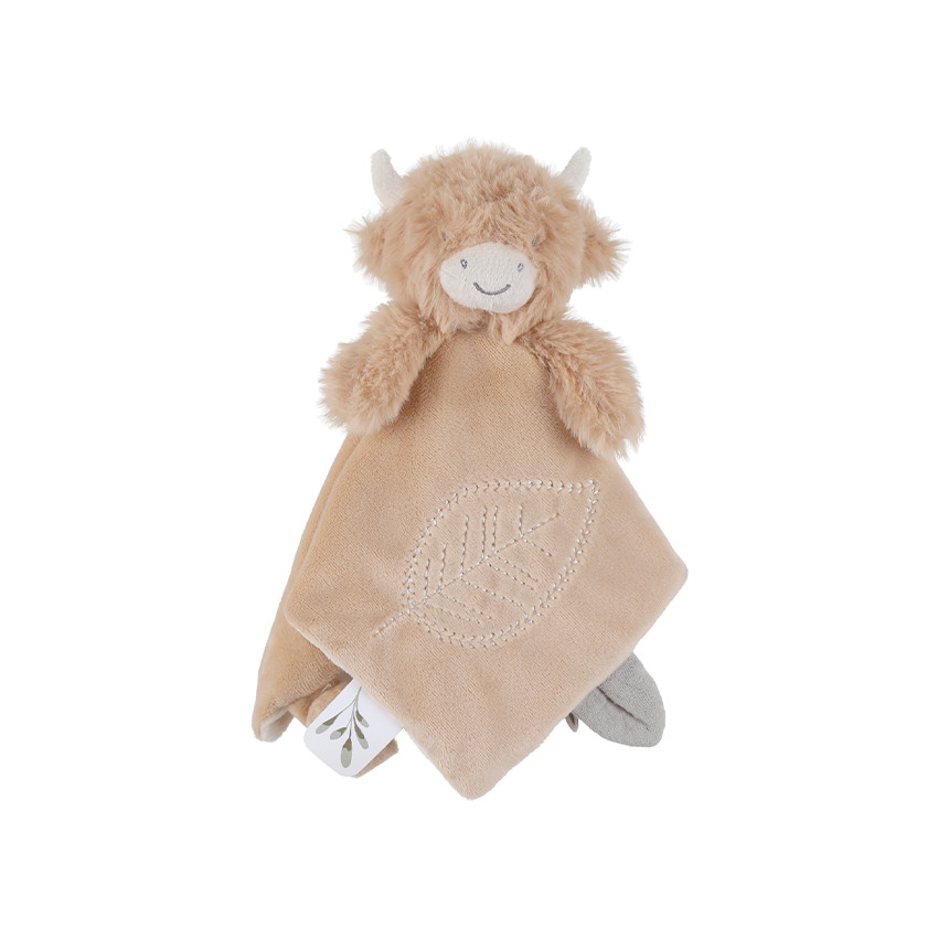Doudou plat en veloudoux Fluffy la vache beige