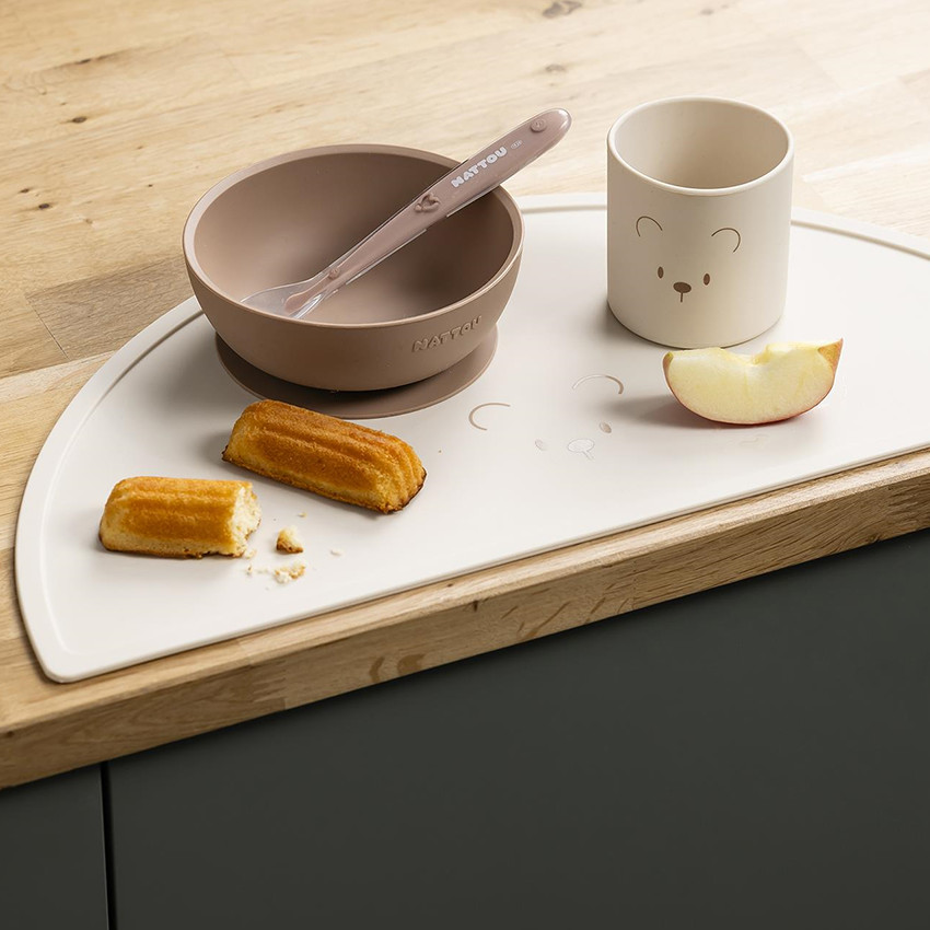 Set repas enfant - Silicone - Nature/ours - 4 Pcs 