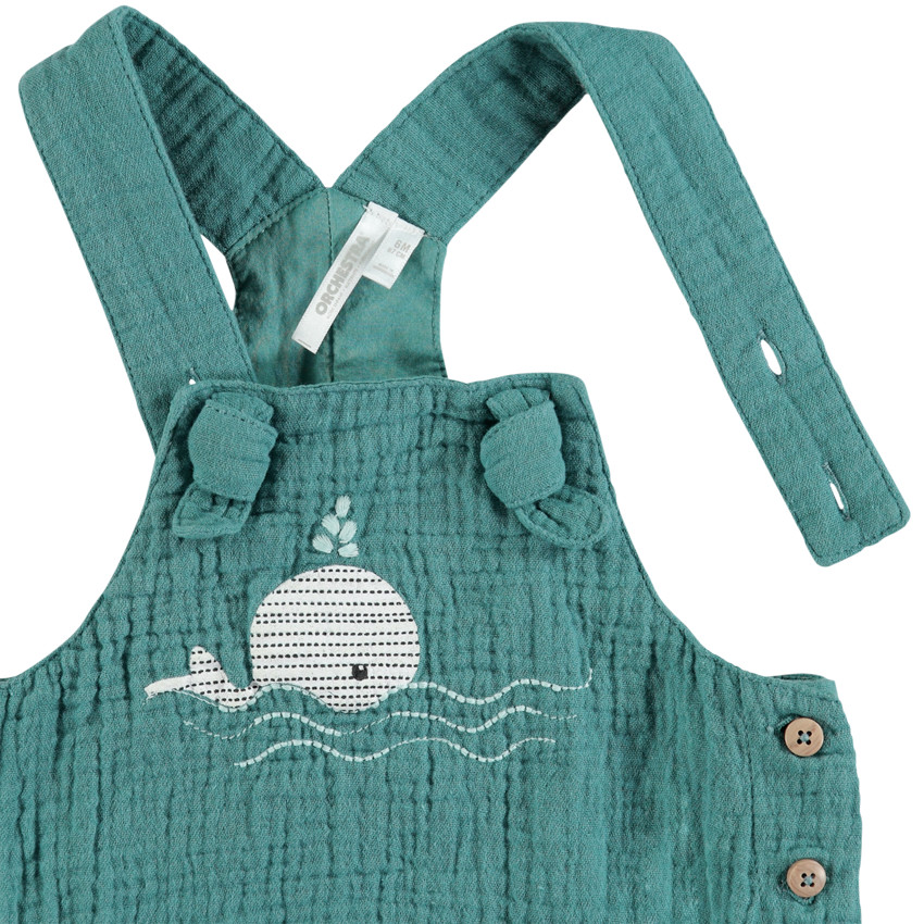 Ensemble t-shirt et salopette en gaze de coton bébé garçon 