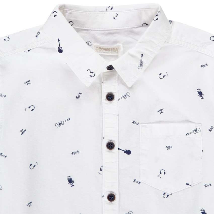 Chemise manches longues en coton à imprimé esprit musique 