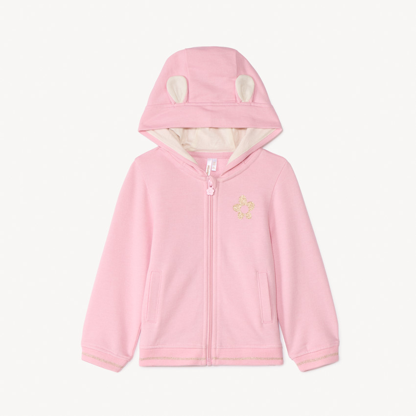 Gilet molleton à capuche ludique pour bébé fille 