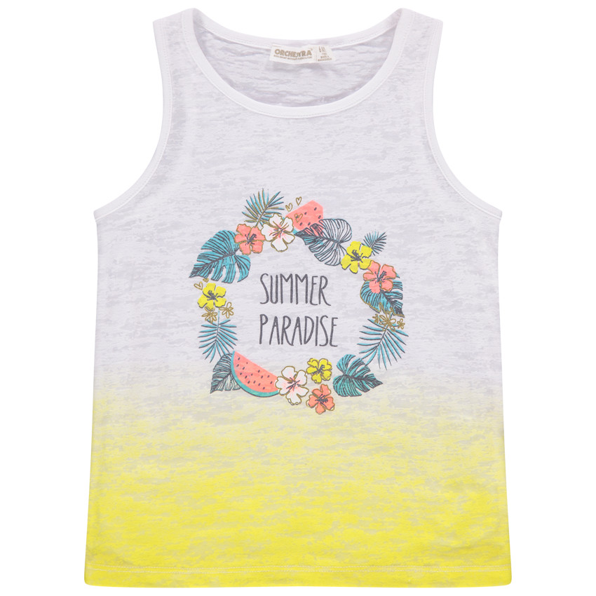 Débardeur effet dévoré tie and dye à couronne de fleurs 