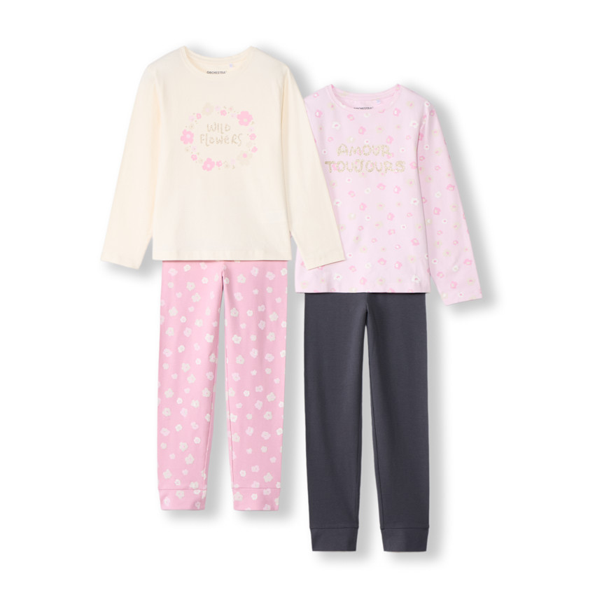 Set de 2 pyjamas longs fantaisie en jersey pour fille