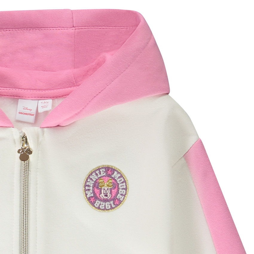 Gilet à capuche en molleton colorblock et badge Minnie Disney pour fille 