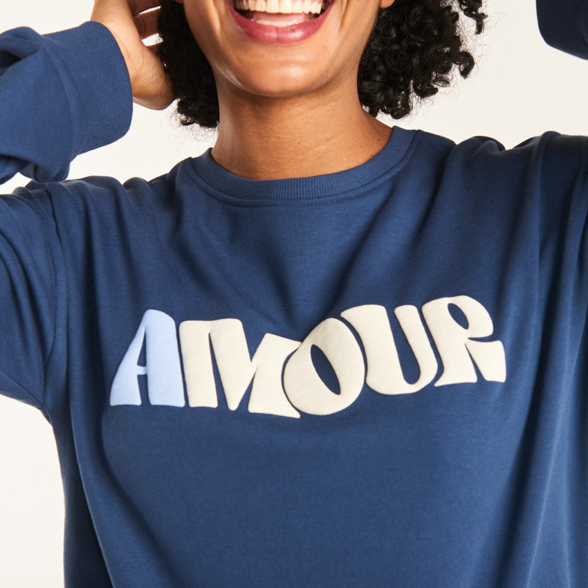 Sweat en molleton printé Amour pour femme  