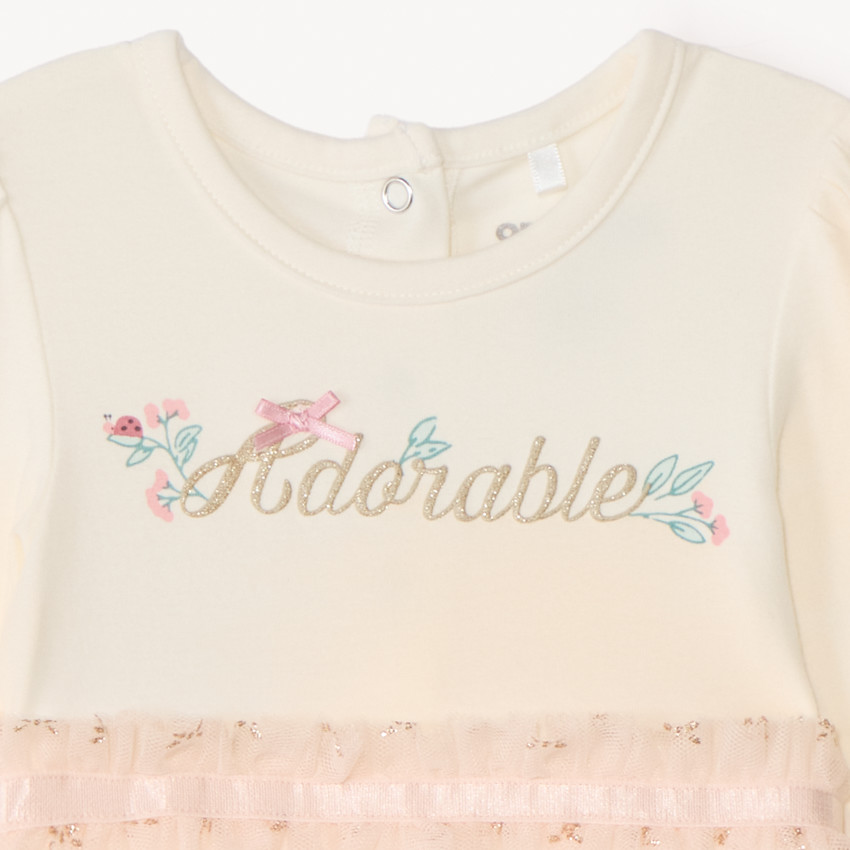 Robe body manches longues effet 2 en 1 pour bébé fille 