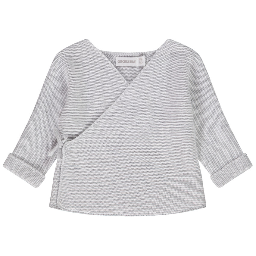 brassière en tricot point mousse esprit cache-cœur pour bébé - gris chiné