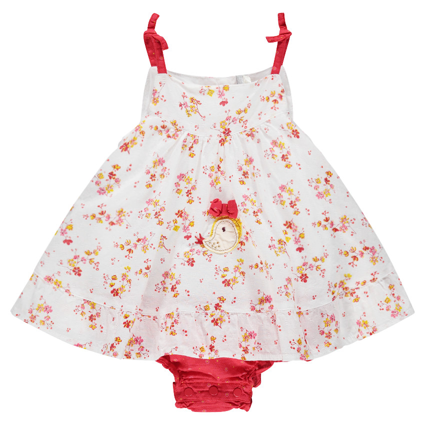 Combinaison fleurie avec patchs oiseau 