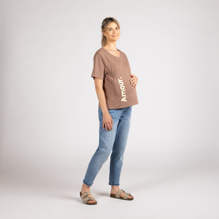 T-shirt manches courtes de grossesse et d'allaitement print amour 
