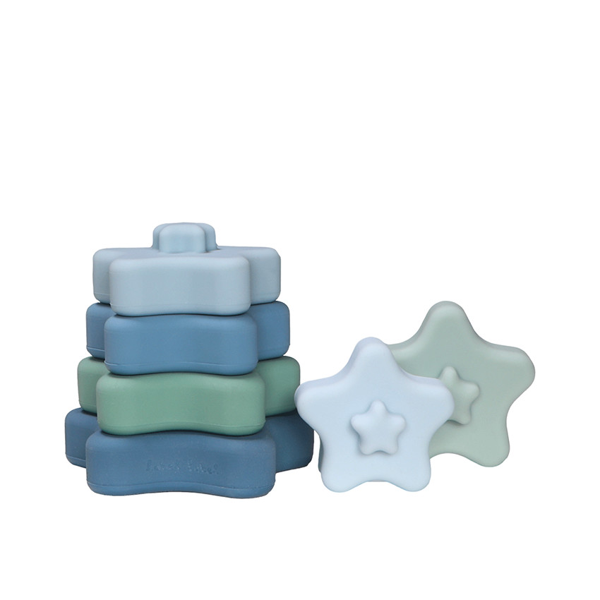Tour d'empilage étoiles en silicone bleu 