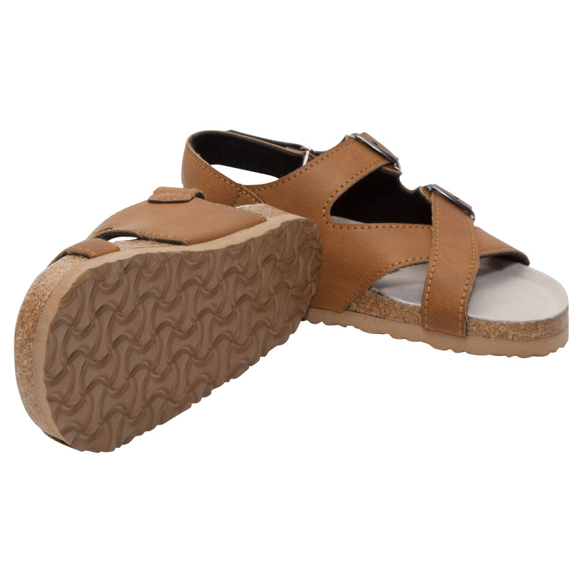 Nu-pieds effet cuir camel avec boucles fantaisie du 28 au 35 