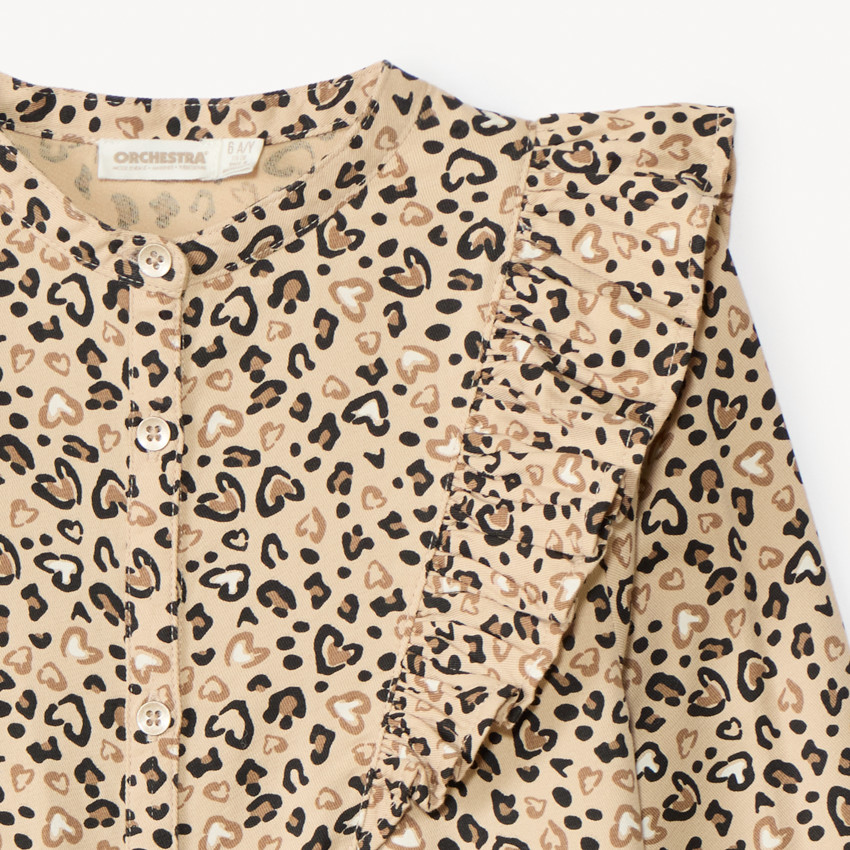 Chemise manches longues imprimé léopard pour fille 