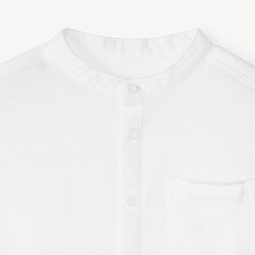 Chemise manches courtes col mao en toile pour garçon 