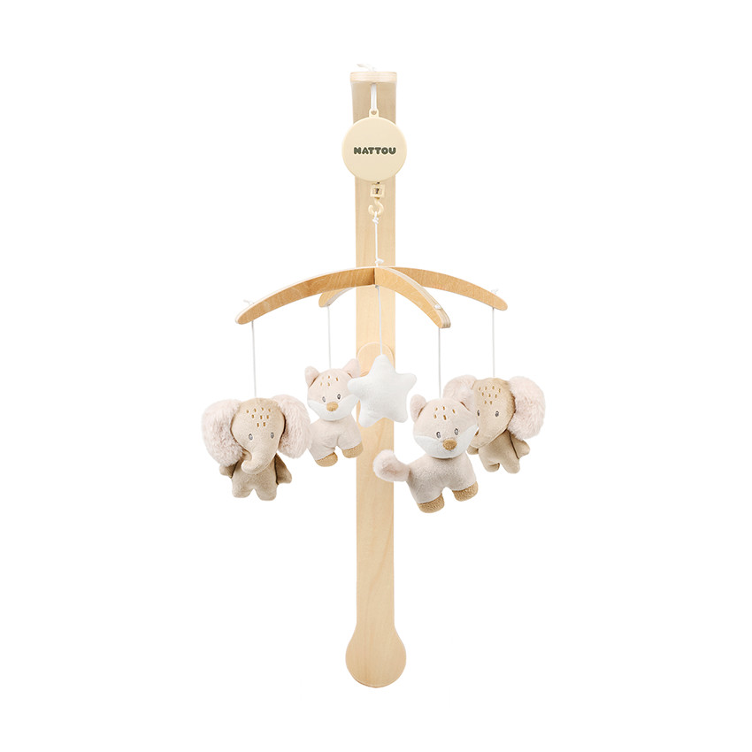 Mobile musical en bois Oli, Flo & Ernest 