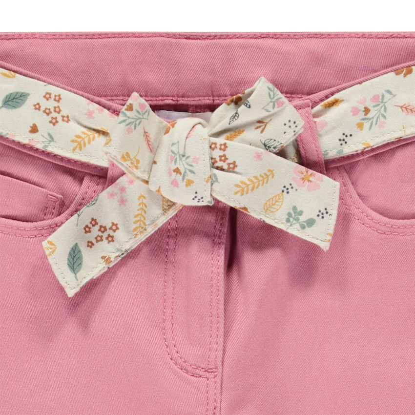 Pantalon slim avec ceinture imprimée à nouer pour fille 