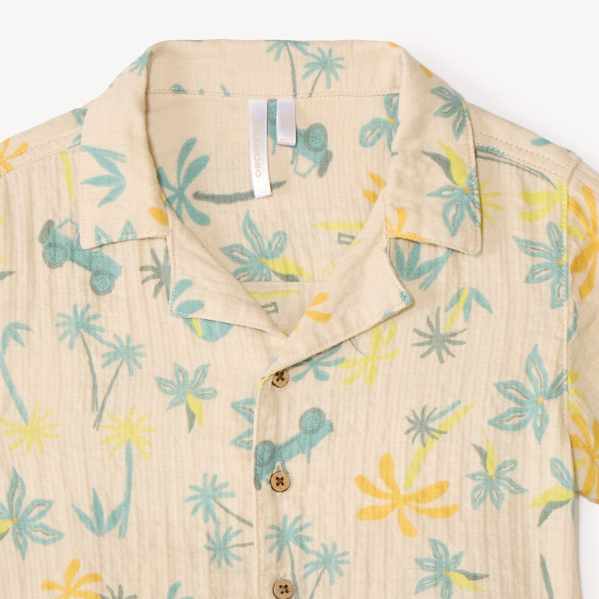 Ensemble 2 pièces chemise manches courtes + bermuda à motifs tropicaux pour bébé garçon 