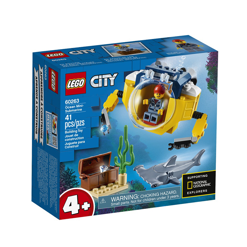 LEGO City 60263 Le mini sous-marin, Jouet Requin Enfants de 4 ans