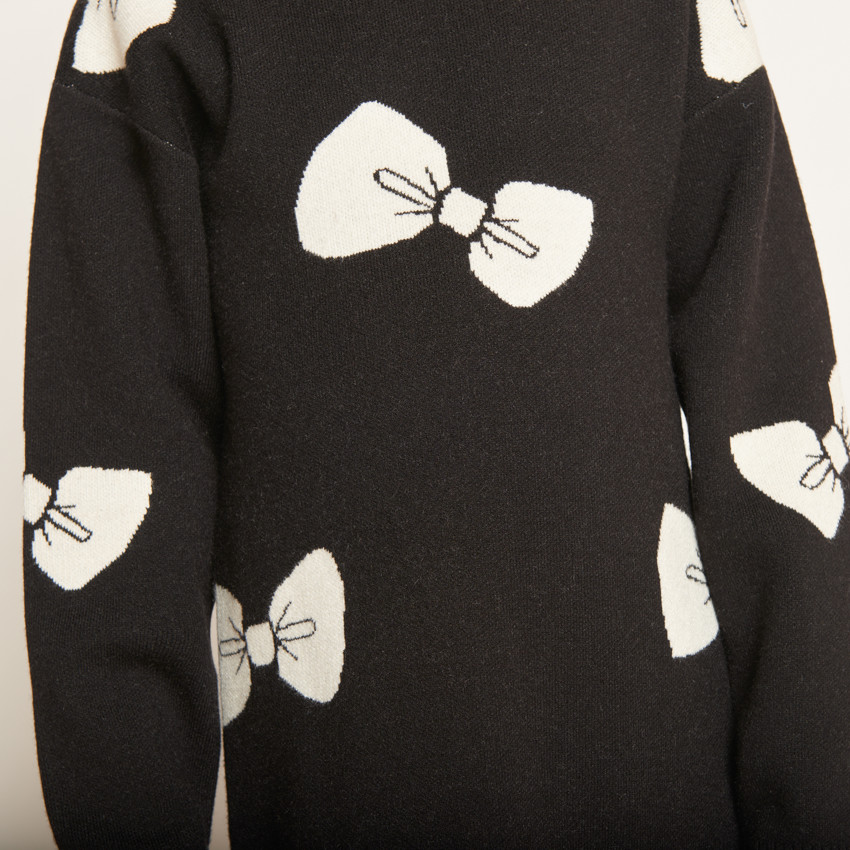 Robe manches longues en tricot motif nœuds pour fille   