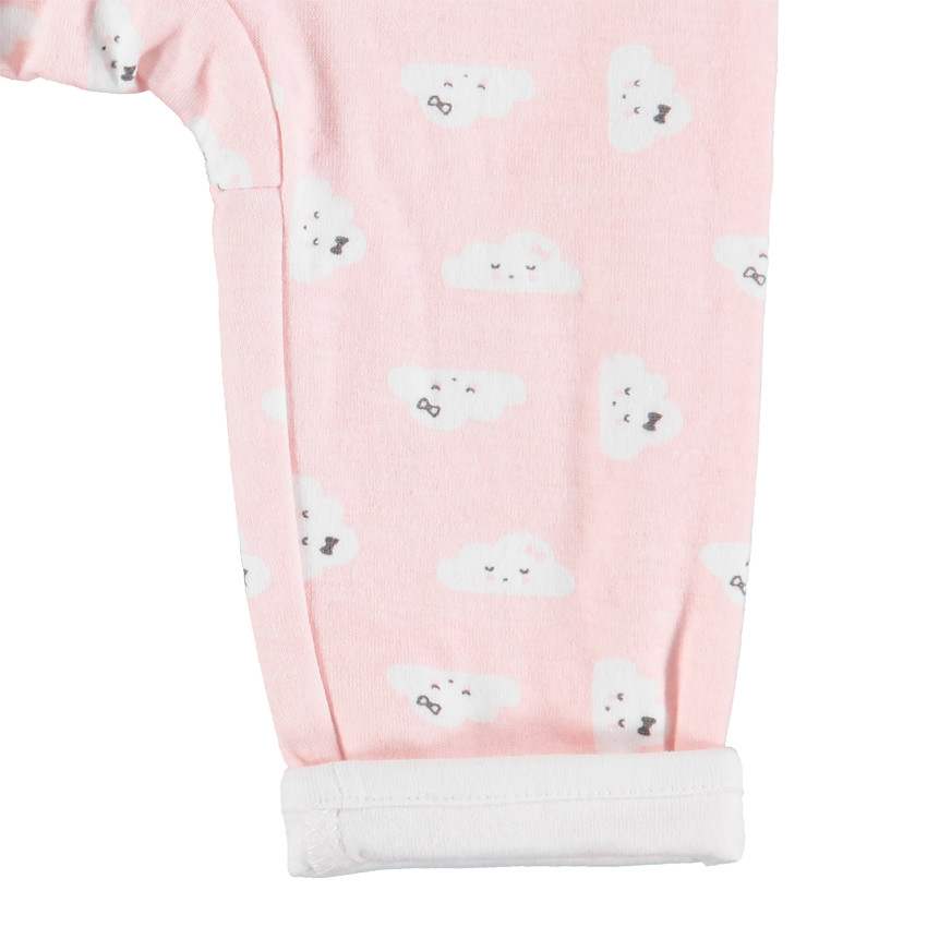 Ensemble avec tunique et pantalon imprimés nuages en coton pour bébé fille 