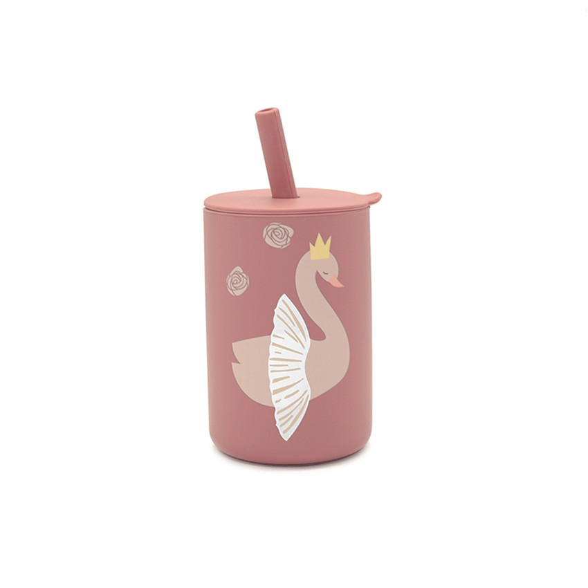 Tryco - Gobelet avec paille en silicone Ivy le Cygne dusty rose - Rose