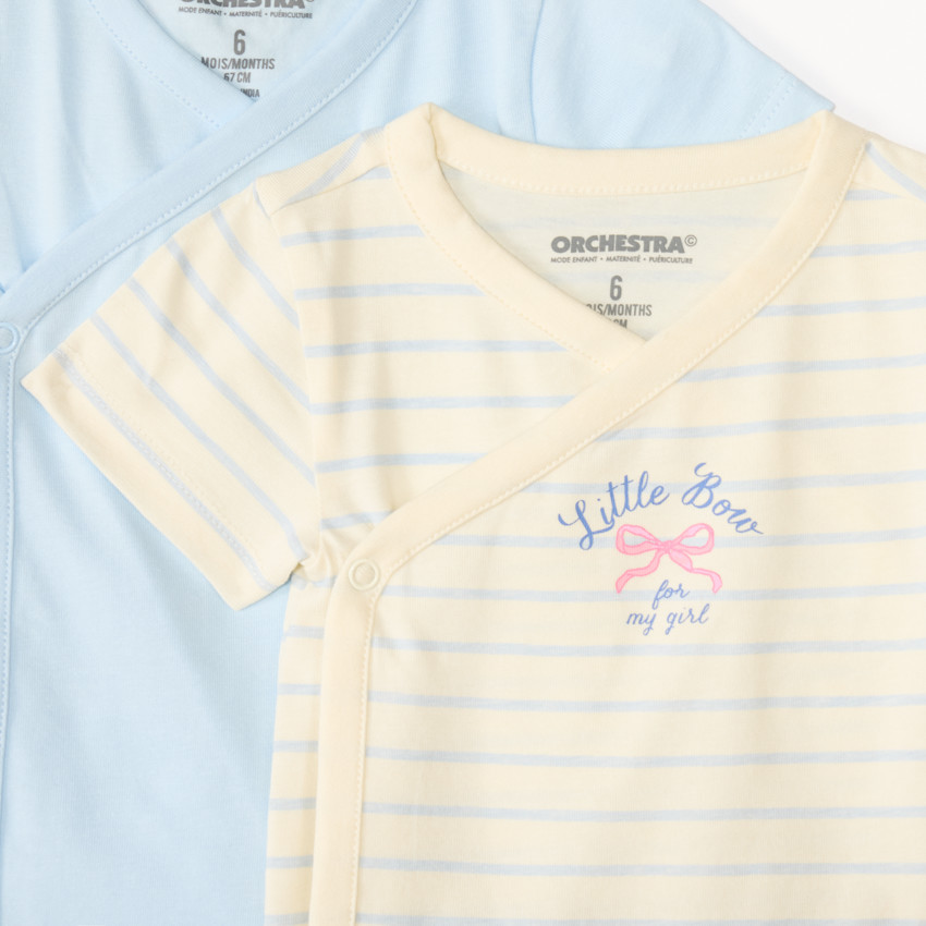 Lot de 7 bodies manches courtes motif nœud pour bébé fille ouverture différentes selon l'âge 