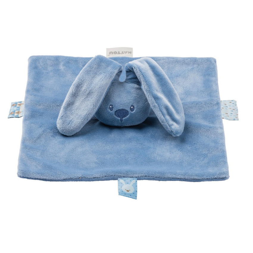 Doudou plat lapin Lapidou - Bleu Foncé Main Doudou plat lapin Lapidou - Bleu Foncé