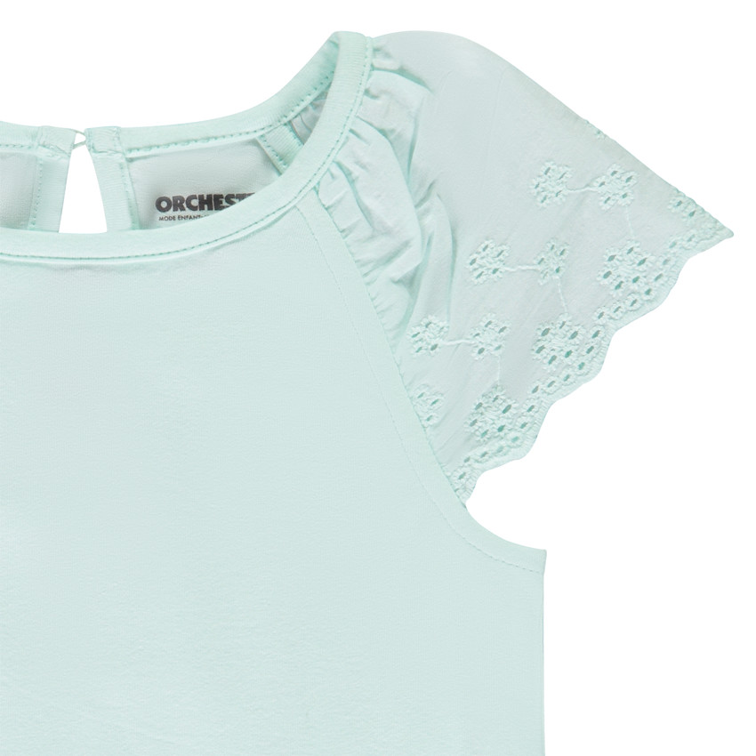 T-shirt manches courtes en broderie anglaise pour bébé fille 