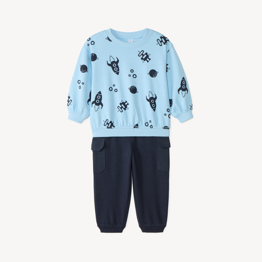Ensemble 2 pièces pull + jogging imprimé robot pour bébé garçon 