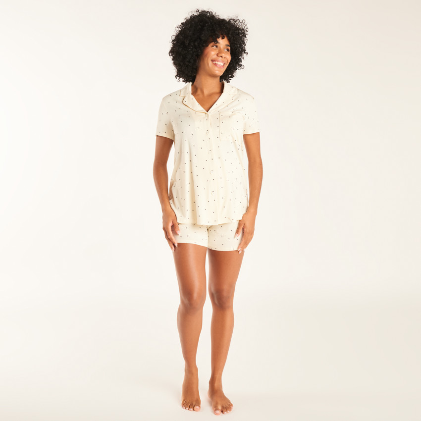 Set de pyjama 2 pièces chemise + short avec bandeau haut pour femme enceinte 