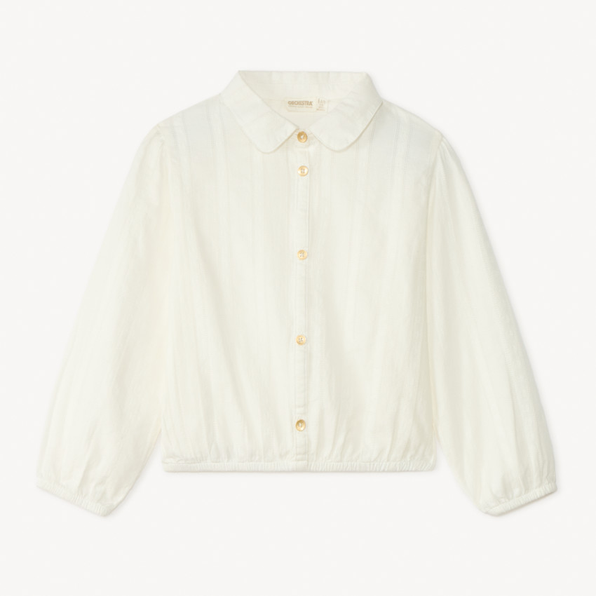 Chemise manches longues en toile unie pour fille 