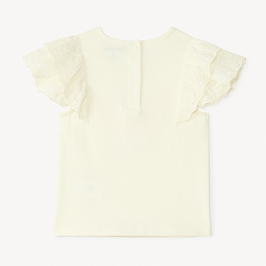 T-shirt manches courtes en broderie anglaise motif papillon pour bébé fille 