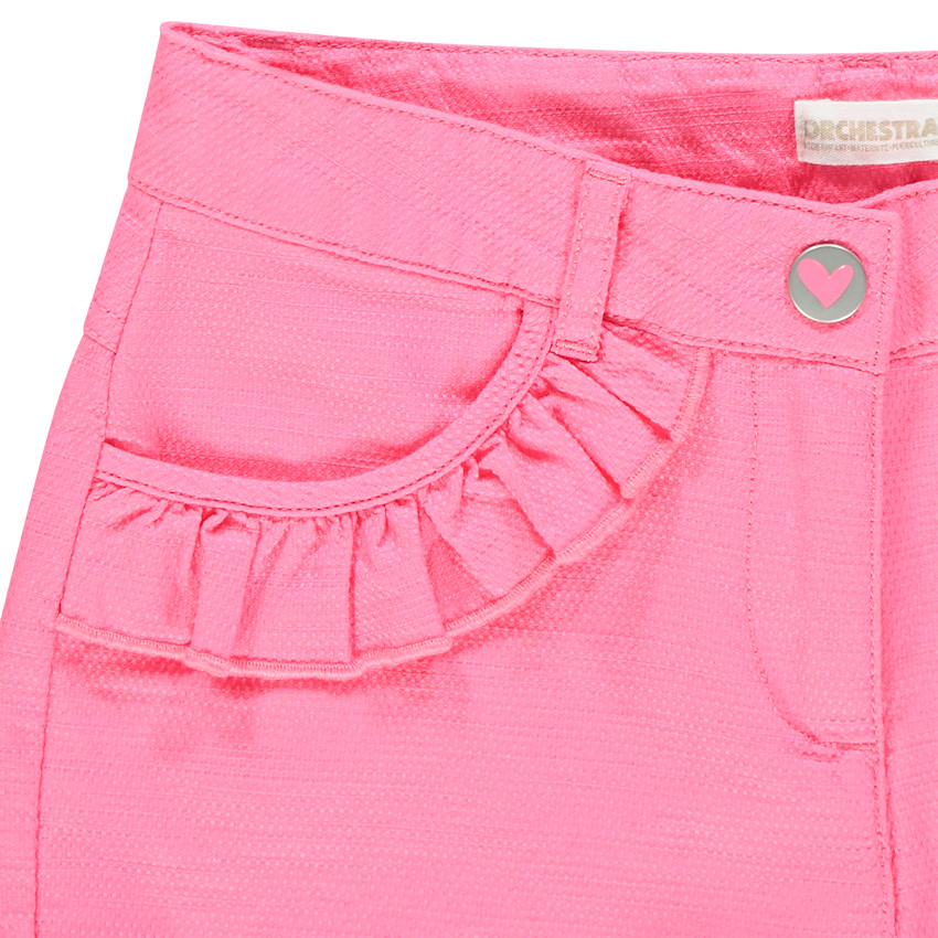 Short en maille rose à finitions volantées pour fille 