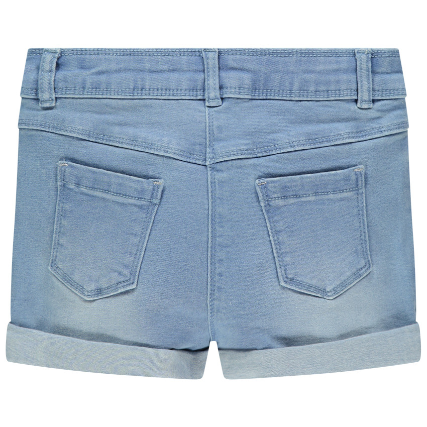 Short en jean délavé à fleurs brodées pour fille 