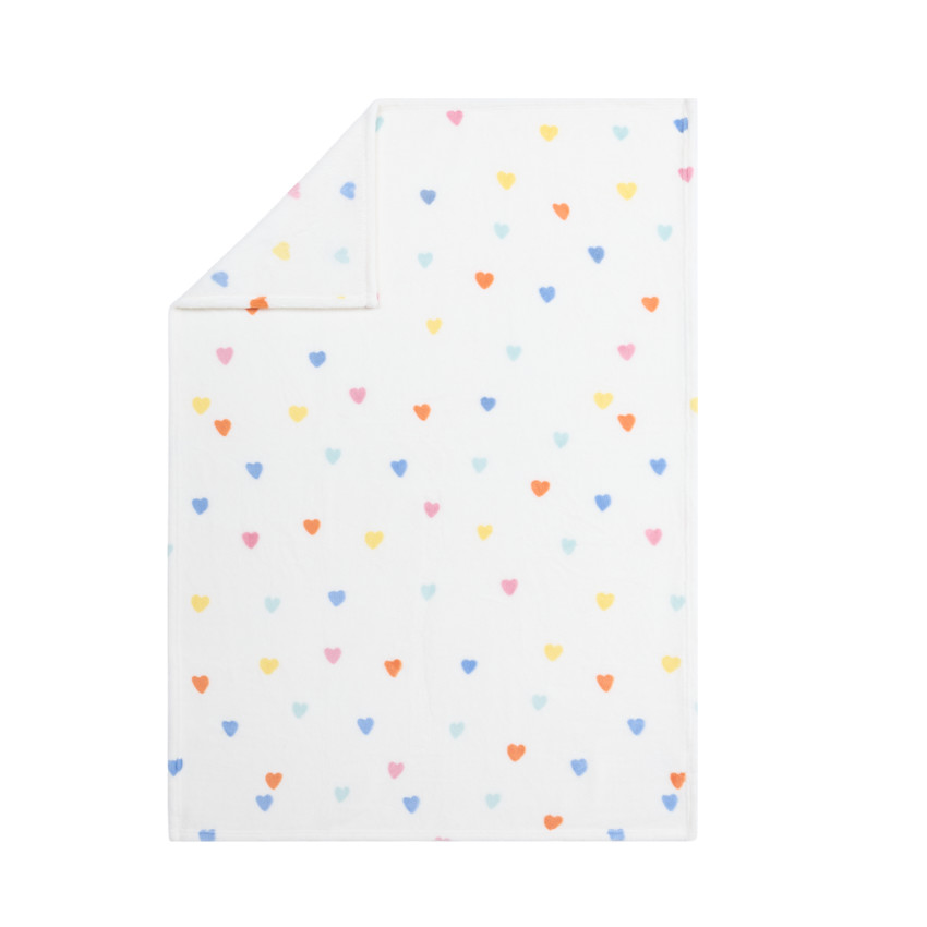 Couverture en sherpa Coeurs Multico  - 80x110 cm 