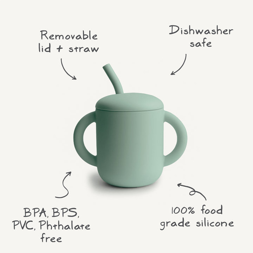 Tasse d’apprentissage en silicone avec paille Bees 