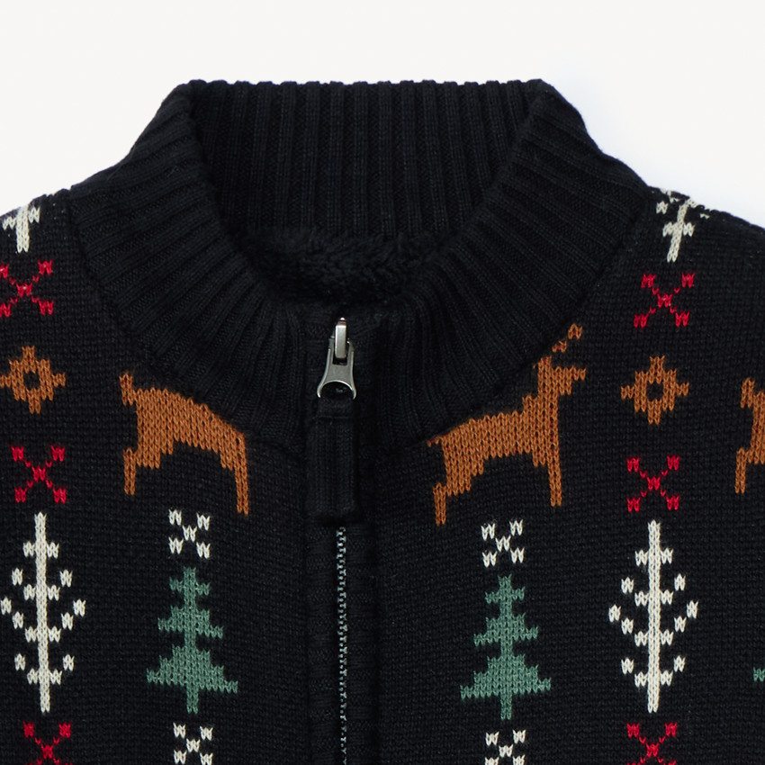 Gilet en tricot doublé avec motifs Noël pour garçon  