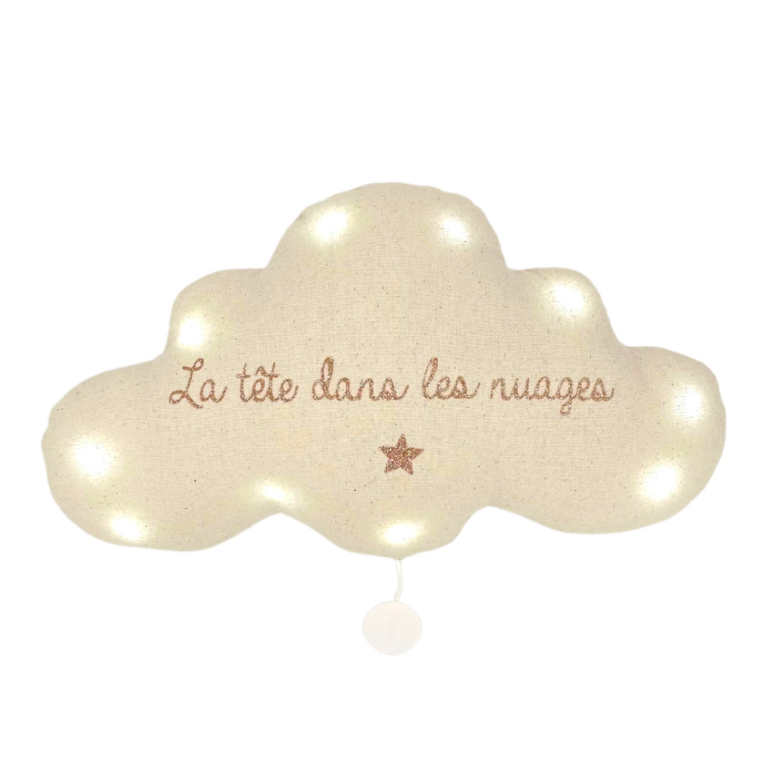 Veilleuse musicale nuage "La tête dans les nuages" - Beige
