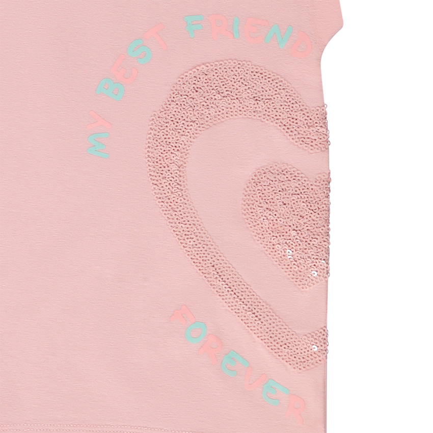 T-shirt manches courtes en jersey avec puff print et sequins pour fille 