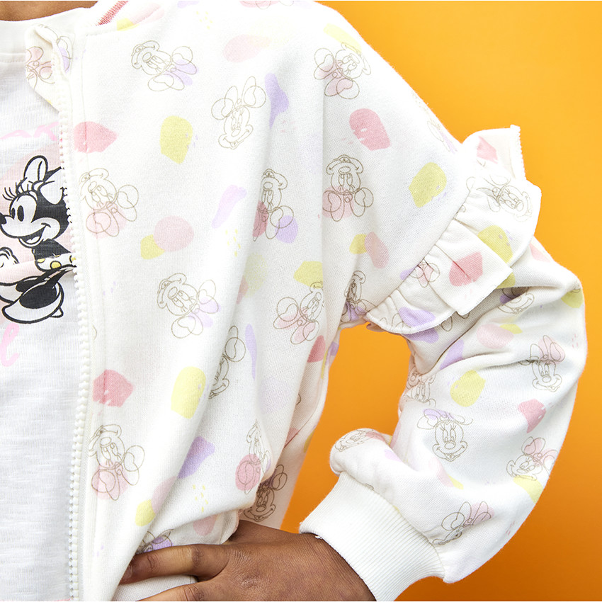 Gilet molleton à volants imprimé Minnie Disney pour fille 