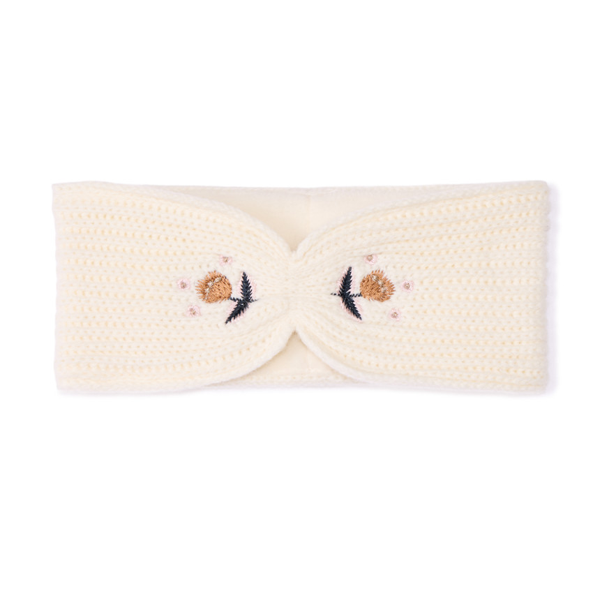 Headband en tricot brodé et doublé pour bébé fille