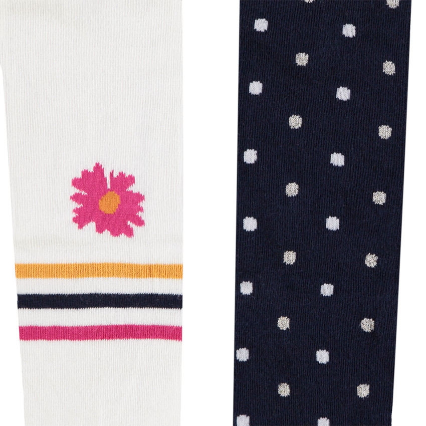 VERTBAUDET Lot De 2 Collants Bébé Fille - Rose Poudré - Taille 23/26 - Uni Et à Motifs