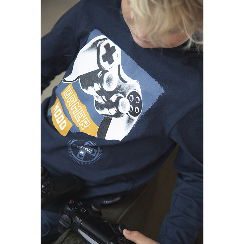 T-shirt manches longues à capuche print manette pour enfant garçon 