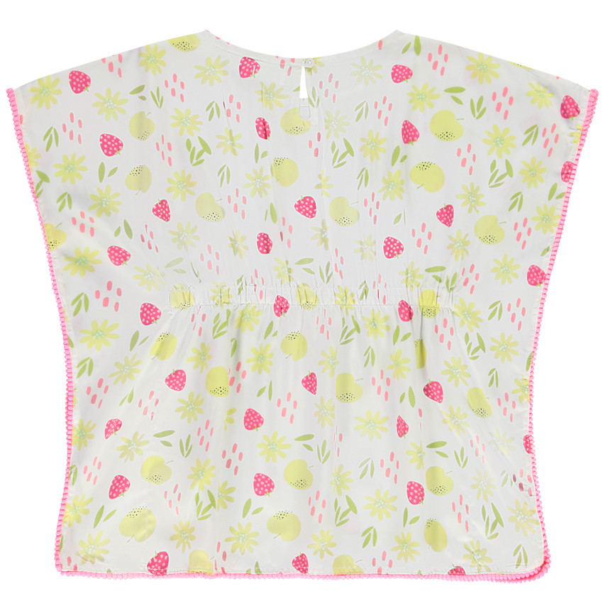 Robe de plage à pompons imprimé fruits/fleurs pour fille 