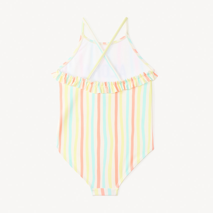 Maillot de bain 1 pièce dos nu à rayures pour fille  