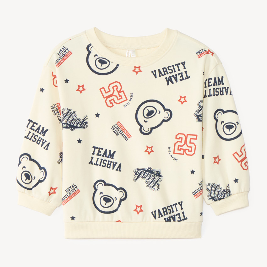 Sweat en molleton demi oversize bébé garçon imprimé fantaisie