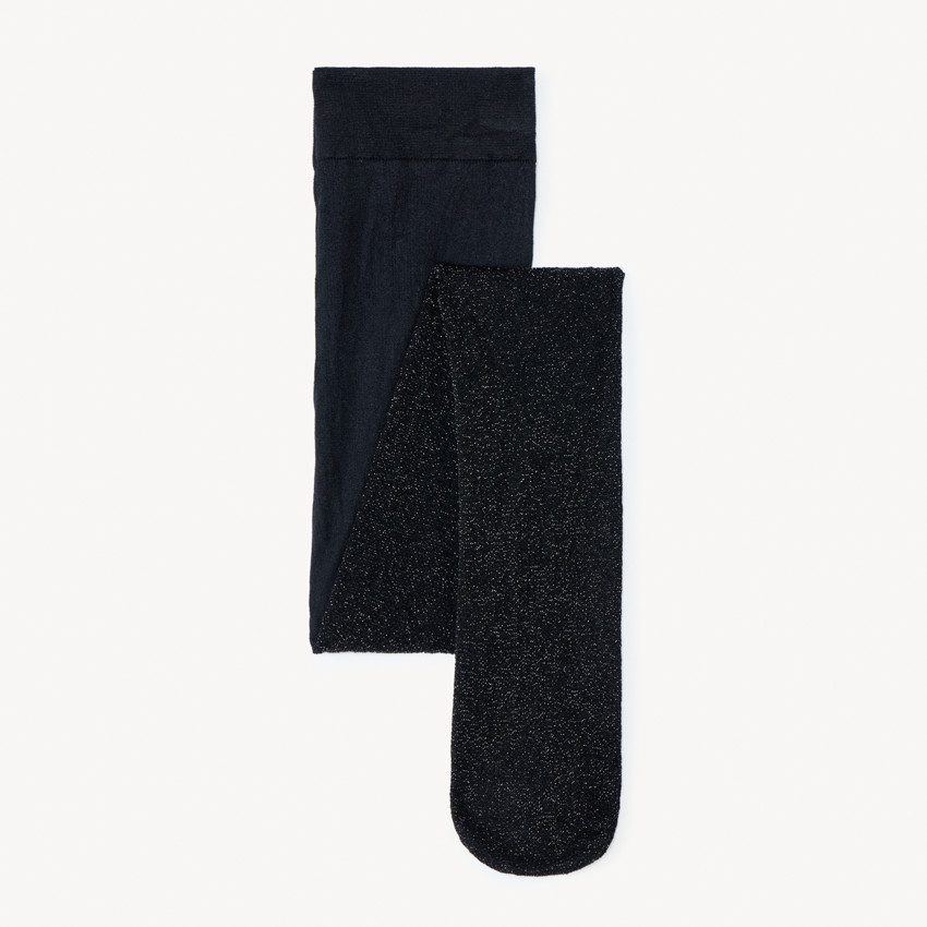 Collants fins unis noir pailletés 50 deniers pour bébé fille  