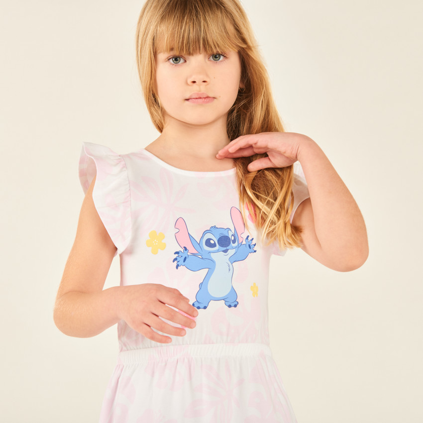 Robe manches courtes volantées Stitch Disney pour fille 