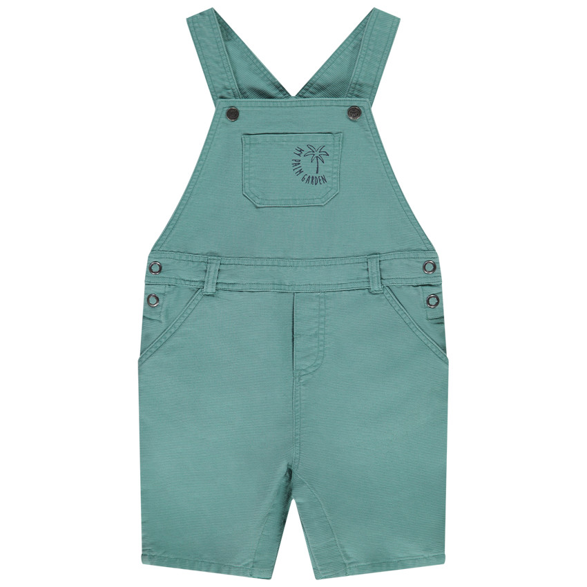 salopette courte en coton armuré avec print palmier pour bébé garçon - vert d&#39;eau