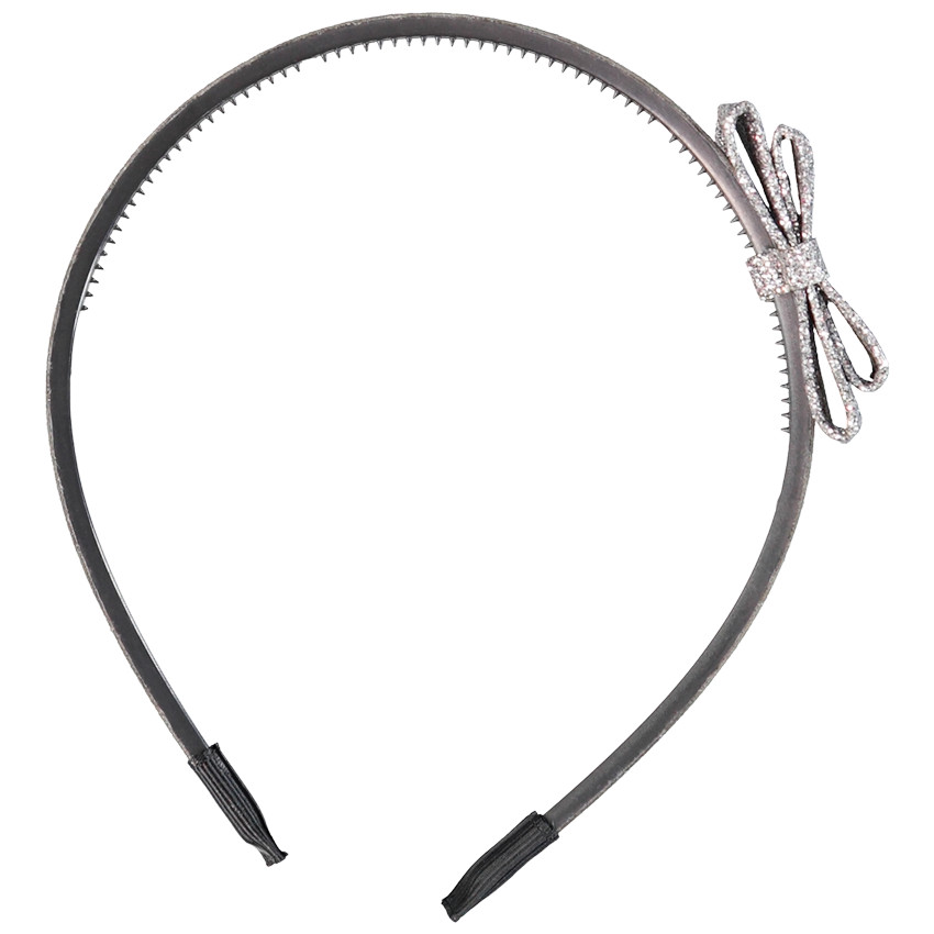 Serre-tête à nœud argenté pour fille 